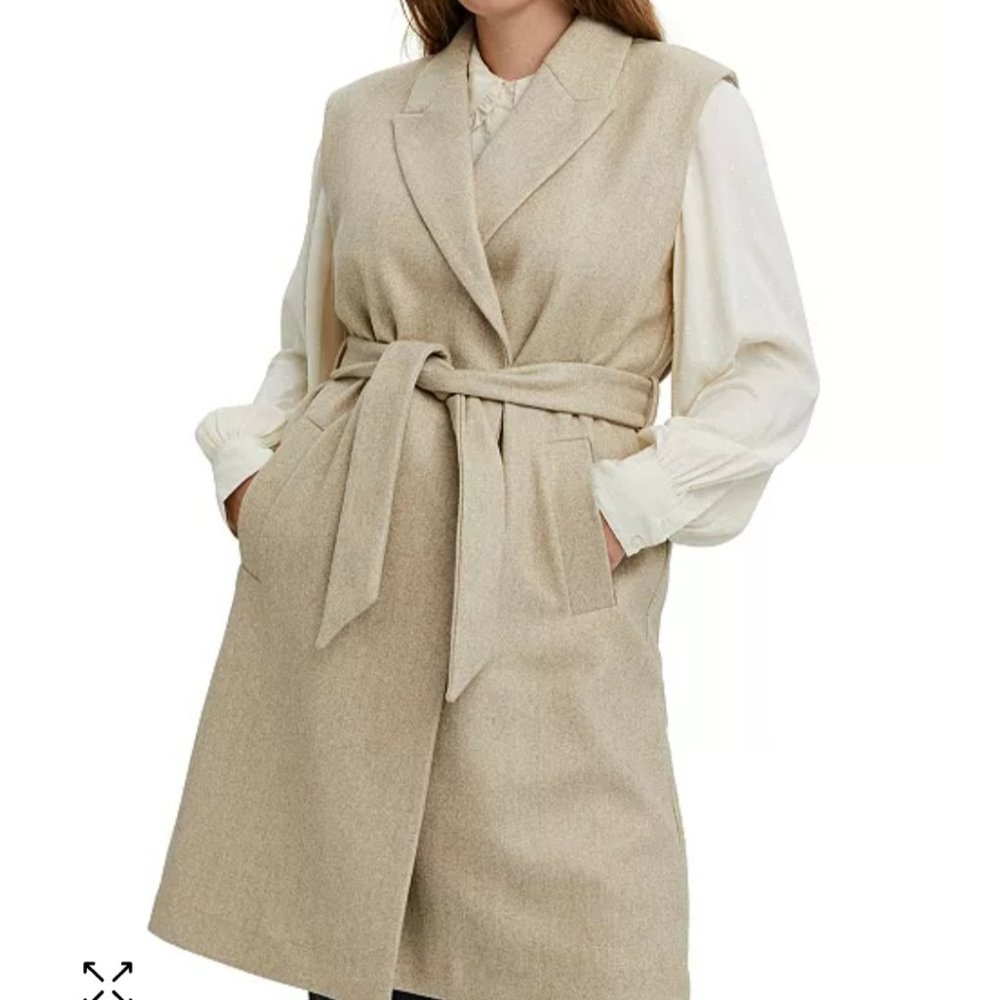 Vero Moda Sleeveless Coat Size Small Color Beige - Picture 4 of 4